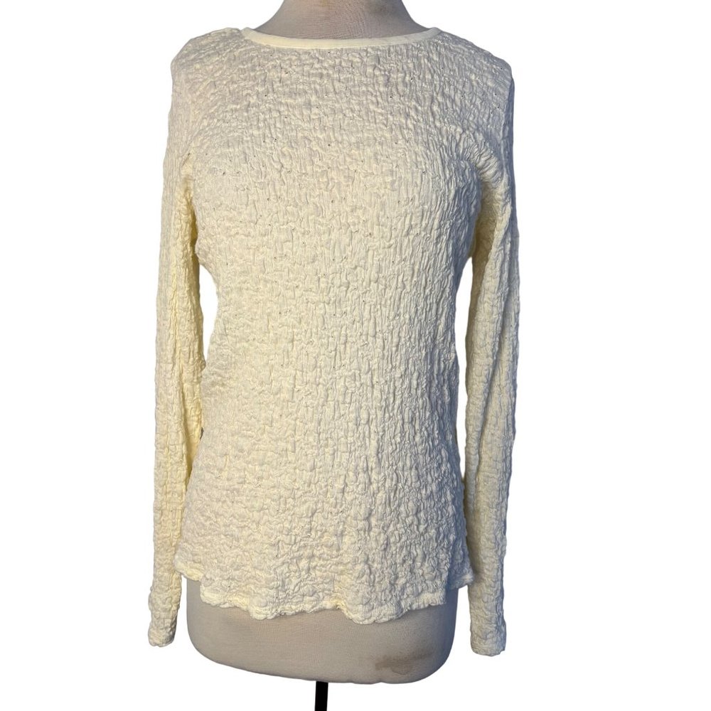 J Jill Blouse L Cream Long sleeve Round Neck Stretch Pull Over